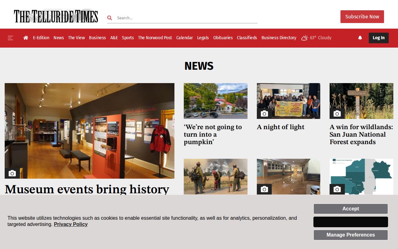 Telluride Times news landing for San Miguel County arrest and crime coverage