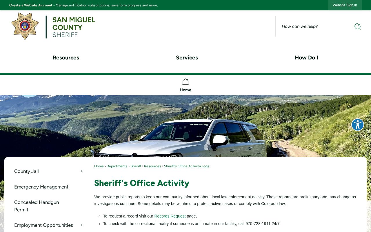 San Miguel County arrest roster and weekly booking report hub