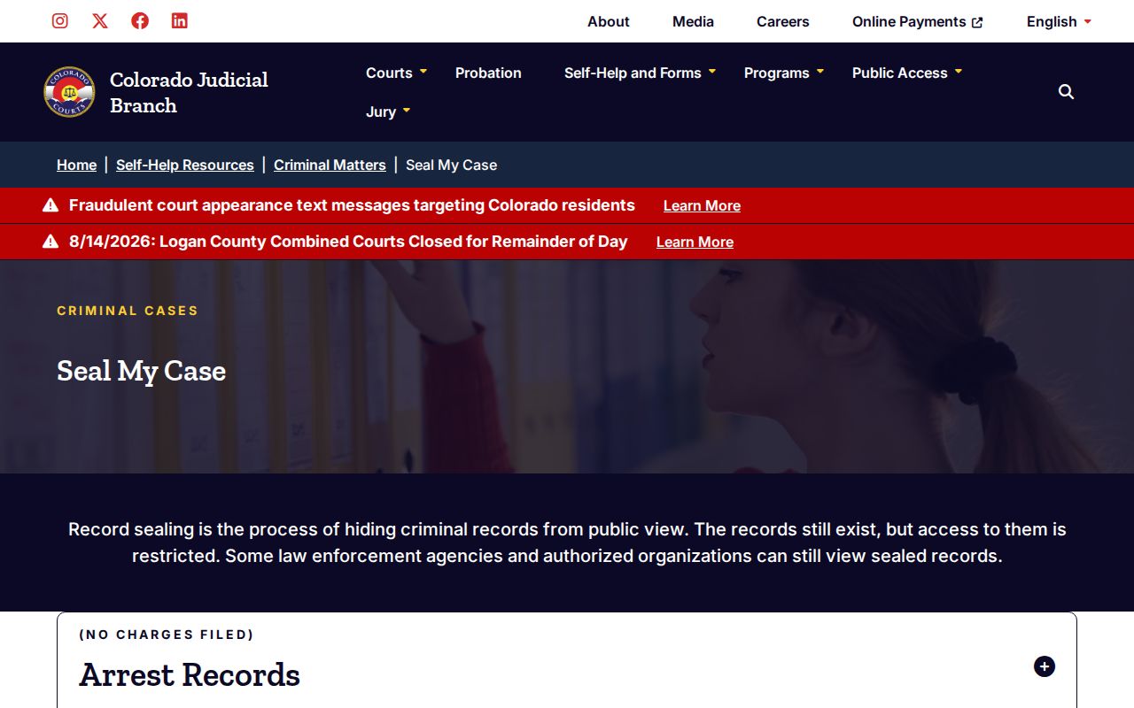Colorado court sealing guidance for San Miguel County arrest records