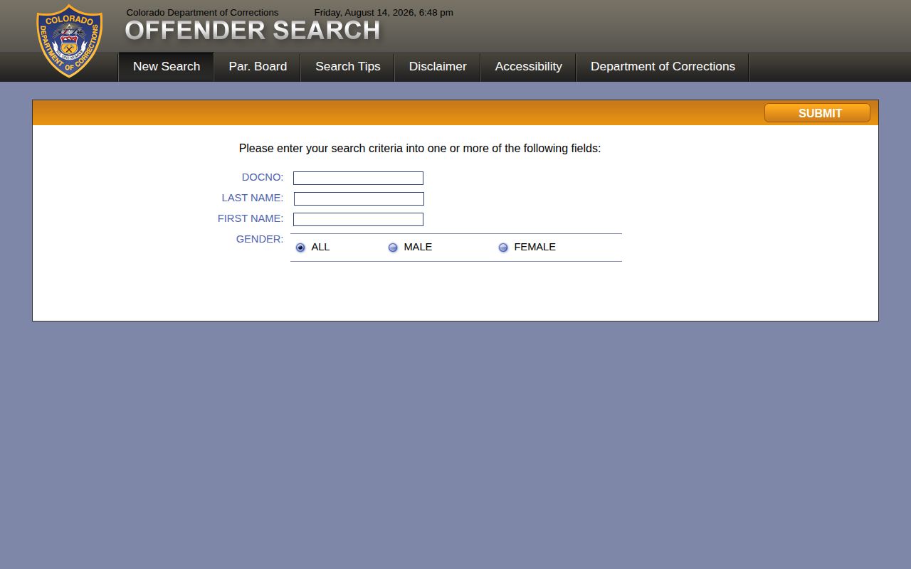Colorado DOC offender and photo search for San Miguel County records