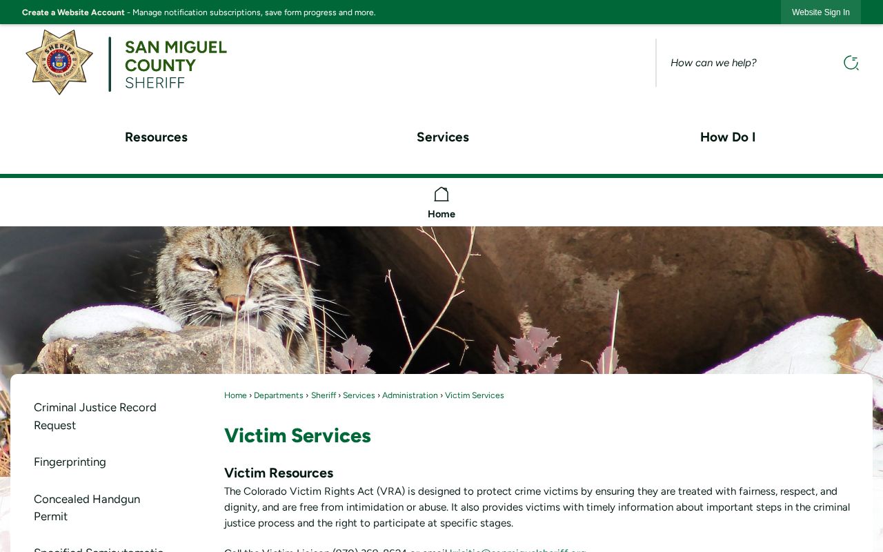 San Miguel County VINE custody and release alert information