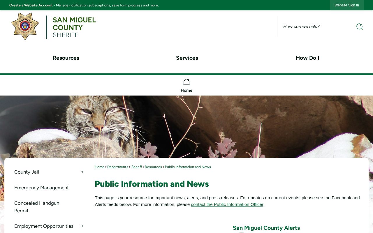 San Miguel County Sheriff's Office public information and archived wanted bulletin page